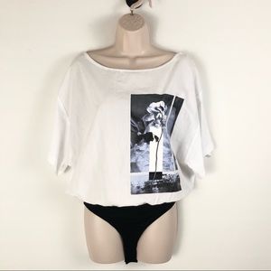 Zara Graphic Floral Bodysuit NWOT